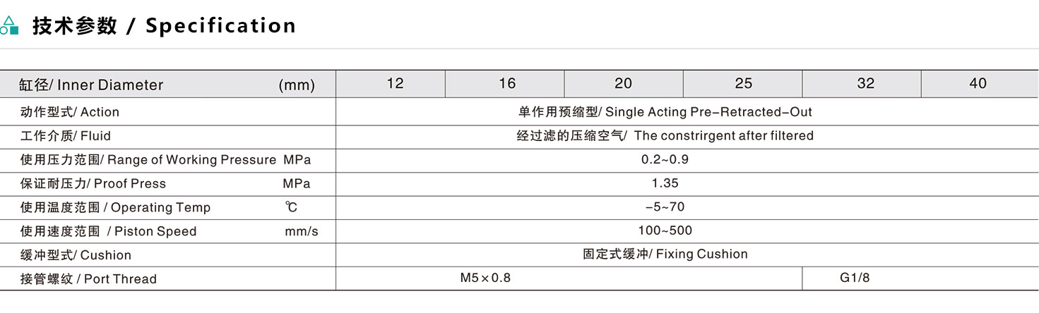 ESSA薄型氣缸（預縮型）